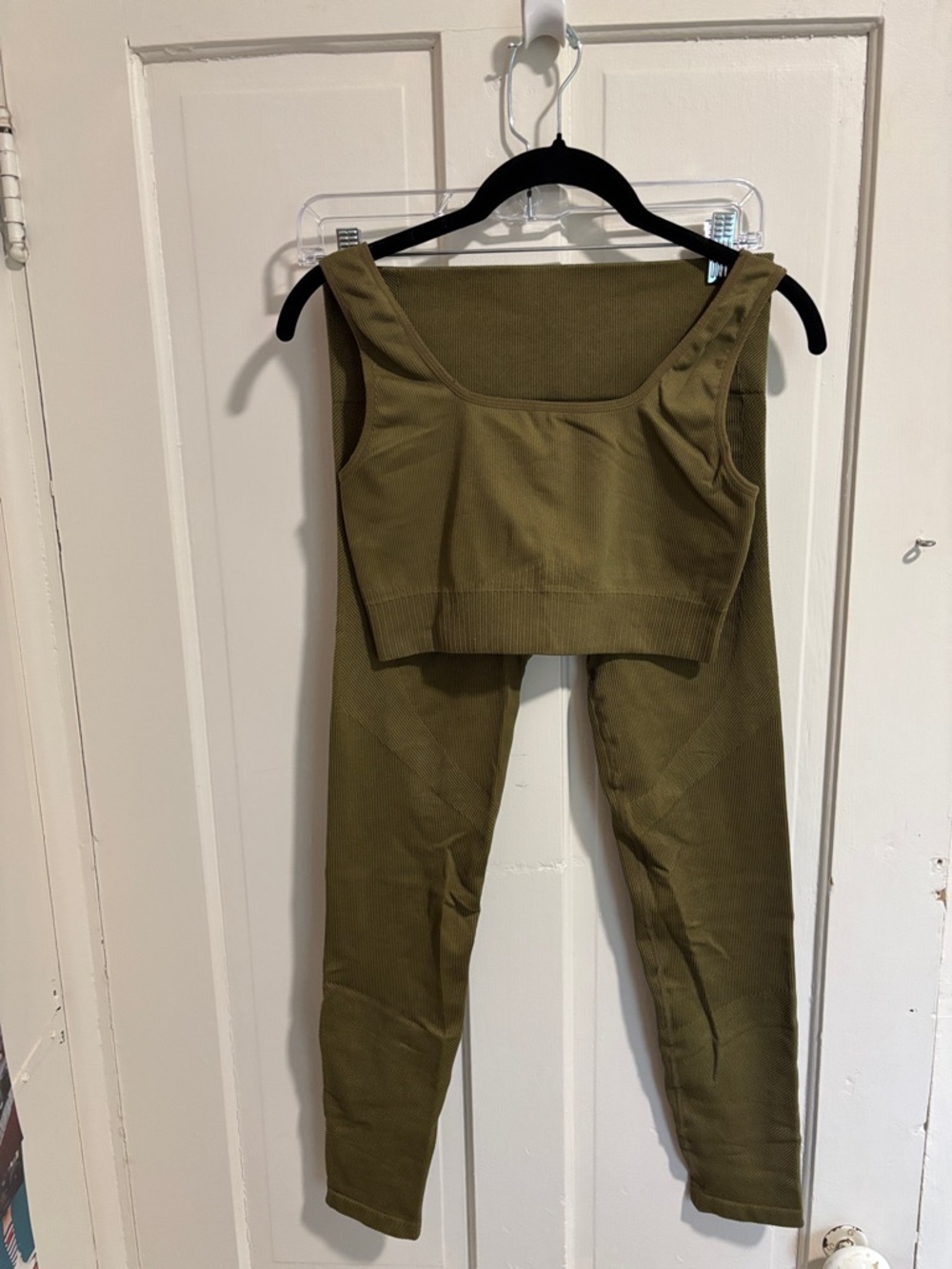 JoyLab Olive Ribbed Tank & High-Waist Leggings Set